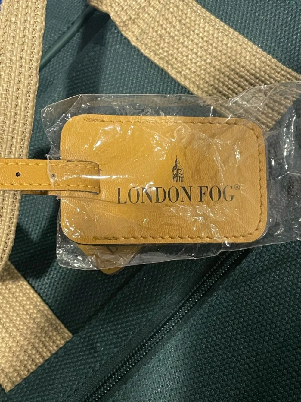 London Fog Oakland Carry-On Briefcase Laptop Bag Green Tan Trim Vintage NWT